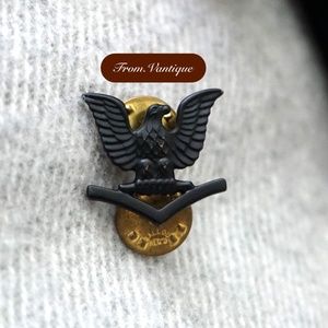 🦅 ANTIQUE [Ballou Reg'd] Army Black Eagle Metal Pin 📌